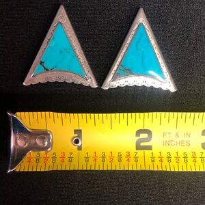 Bolo Tie Tip Blue Stone Hammer Silver Shirt Collar Tips Cowboy Wedding Handmade